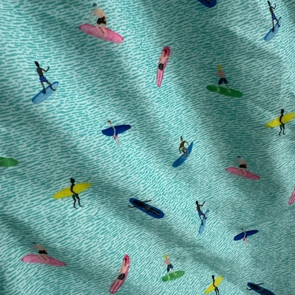NEW Boardies Apparel Men’s Swim Trunks Aqua Blue Surfer Print Size Large